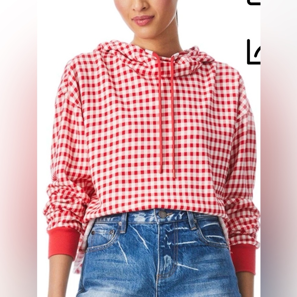 Alice + Olivia Funnel Neck Cropped Hoodie